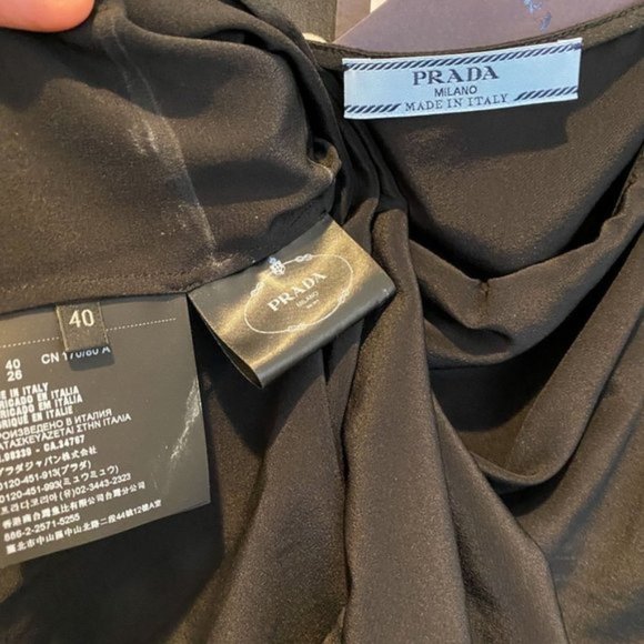 Prada Feather black and white print sheer crepe shirt $1400 - Picture 6 of 11